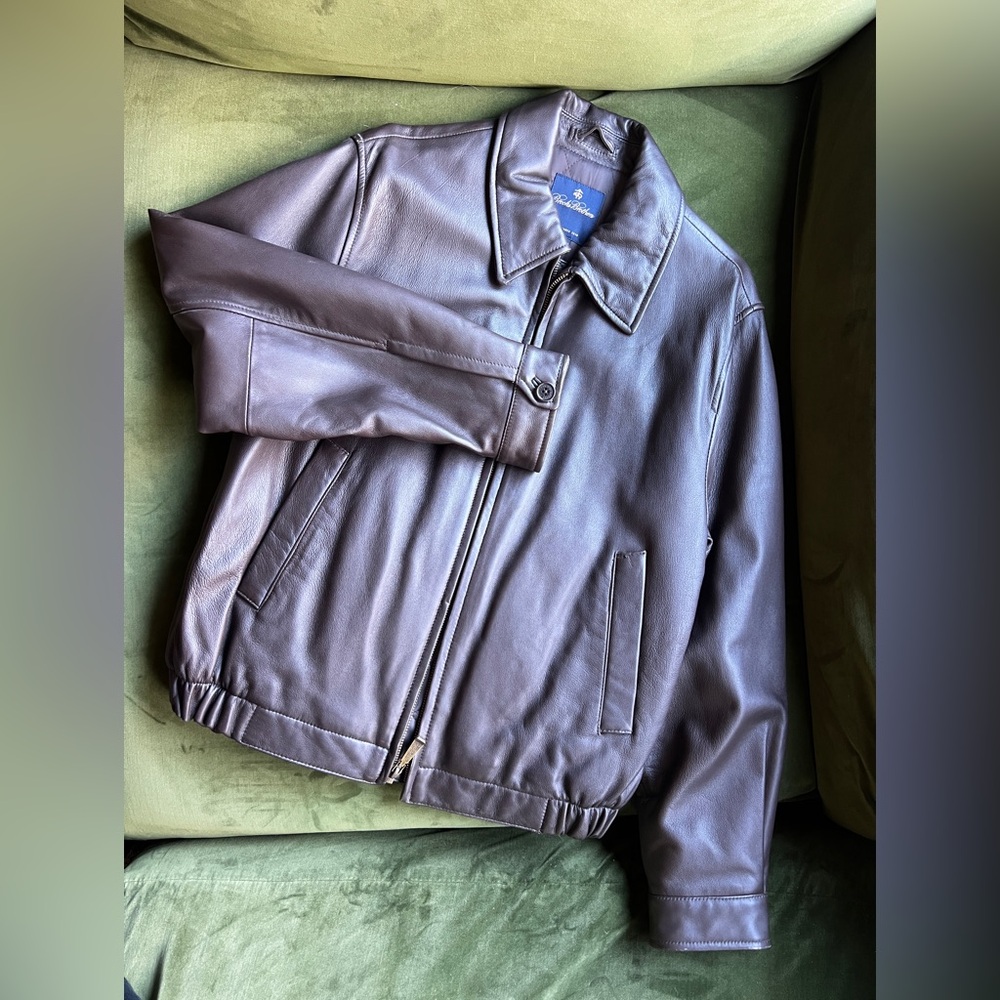 Brooks Brothers NEW Men’s Leather Bomber Jacket - Chocolate Brown